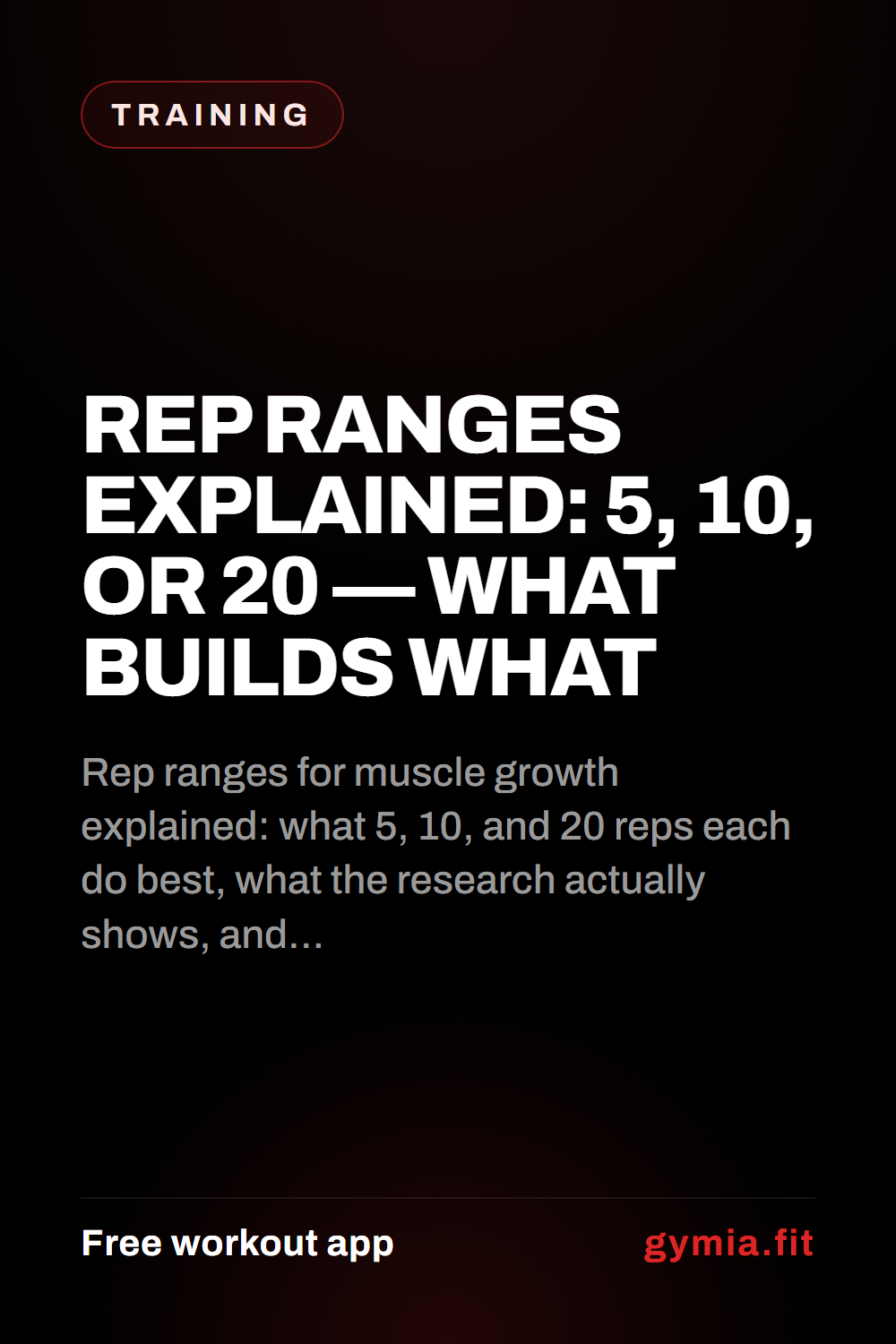 Rep Ranges Explained: 5, 10, or 20 — What Builds What — guide from GymiaFit, a free workout app.