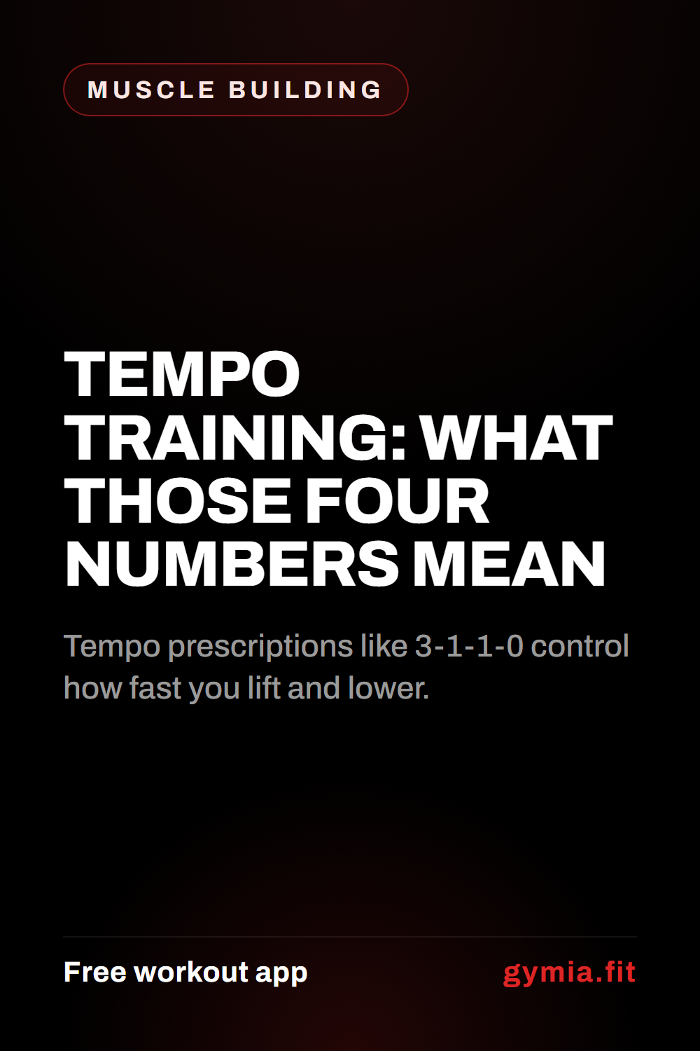 Tempo Training: What Those Four Numbers Mean — guide from GymiaFit, a free workout app.