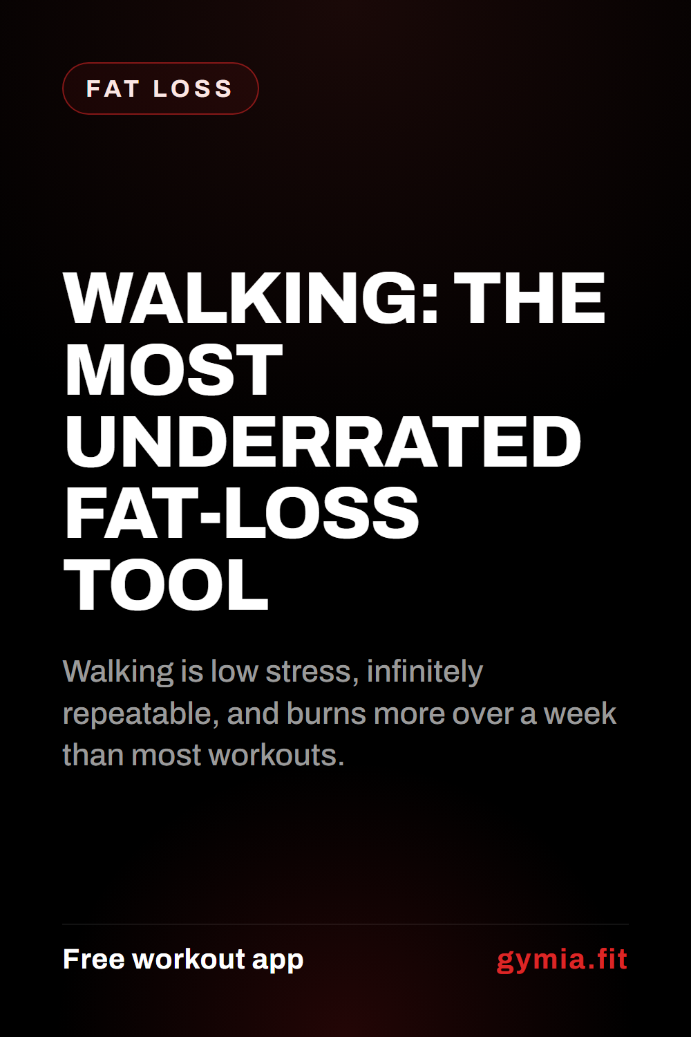 Walking: The Most Underrated Fat-Loss Tool — guide from GymiaFit, a free workout app.